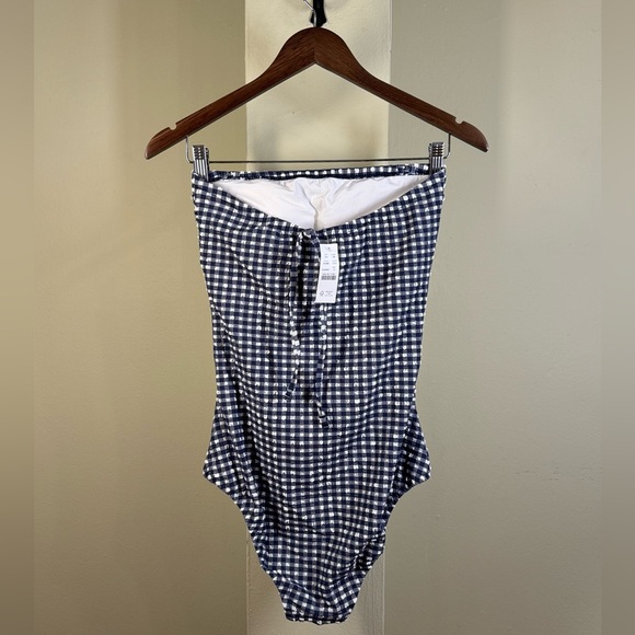 NWT J. Crew Ruched bandeau one-piece in gingham - Picture 5 of 9